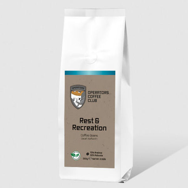 Picture of Rest & Recreation Decaf Italian espresso coffee beans 500g